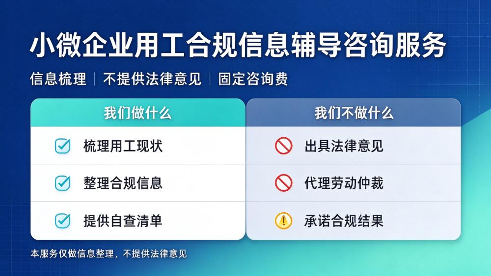 小微企业用工合规信息辅导咨询服务 - 信永成咨询